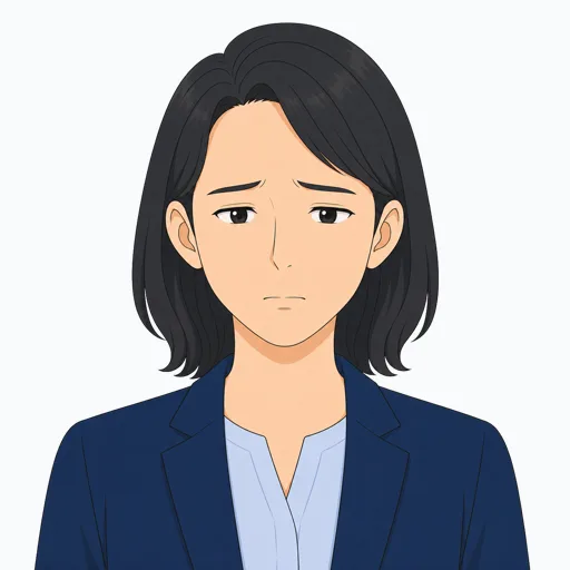 悩んでいる女性会社員の表情イラスト
