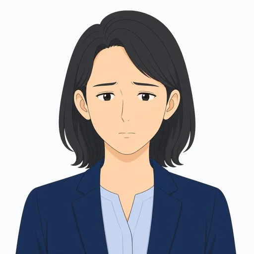 申し訳なさそうな女性会社員の表情イラスト