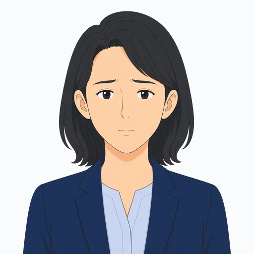緊張した女性会社員の表情イラスト