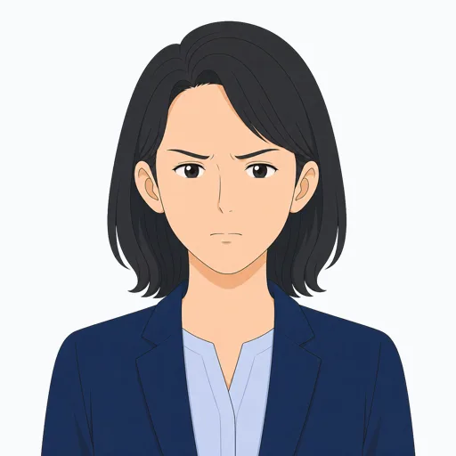 怒りを抑えた女性会社員の表情イラスト