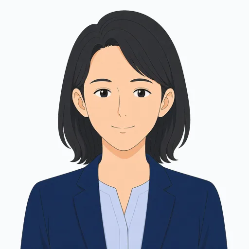 ほっとした笑顔の女性会社員の表情イラスト