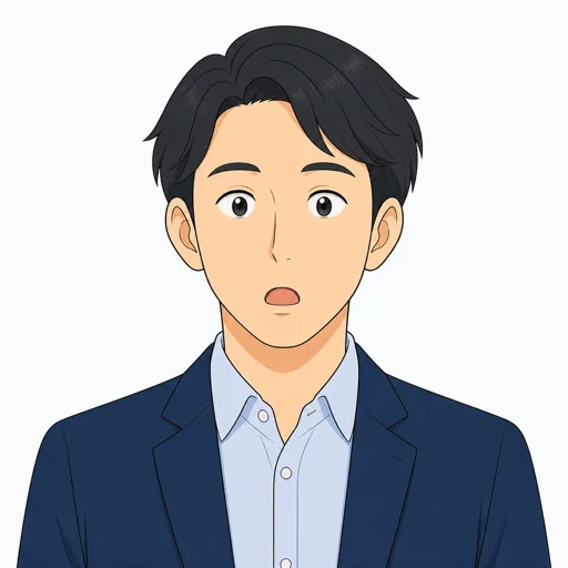 驚いた男性会社員の表情イラスト