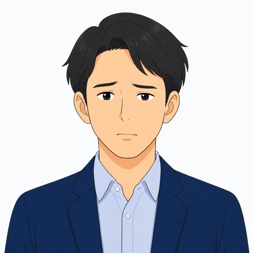 疑問を感じる男性会社員の表情イラスト