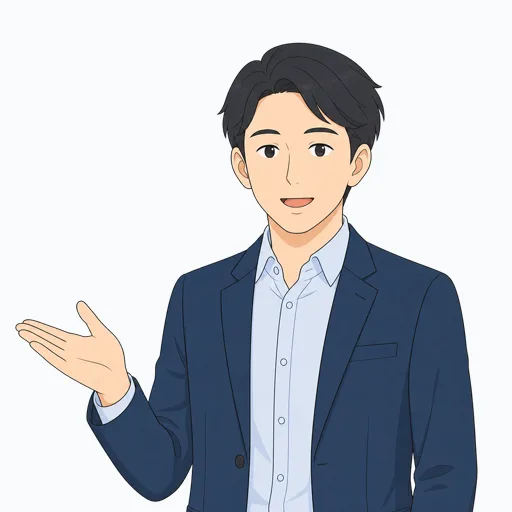 説明する男性会社員のイラスト