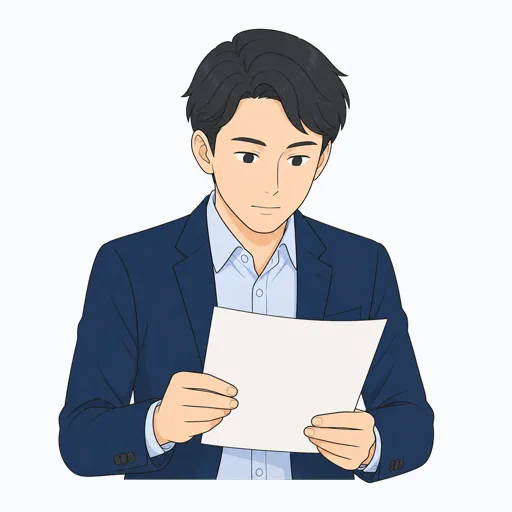 資料を確認する男性会社員のイラスト