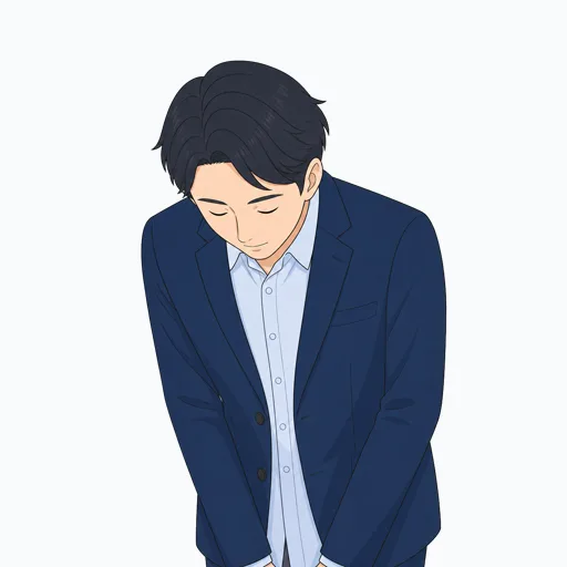 頭を下げる男性会社員のイラスト