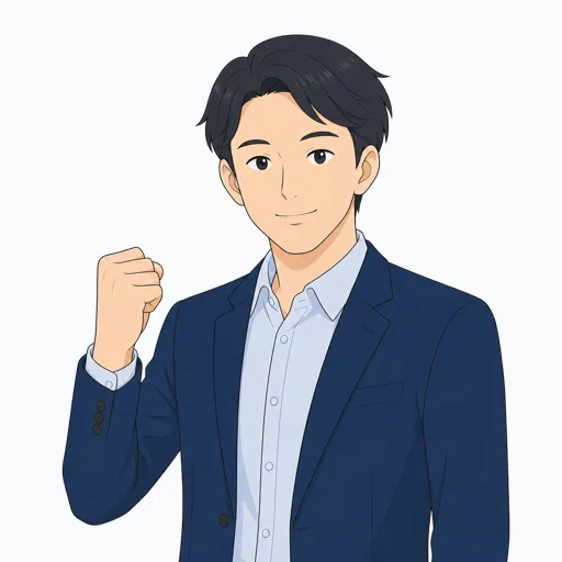 ガッツポーズをする男性会社員のイラスト