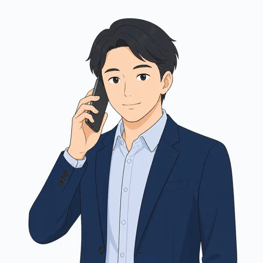 電話対応する男性会社員のイラスト