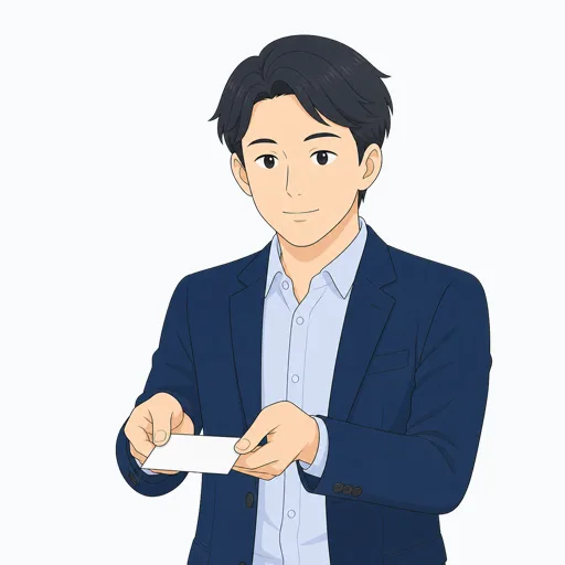 名刺交換する男性会社員のイラスト