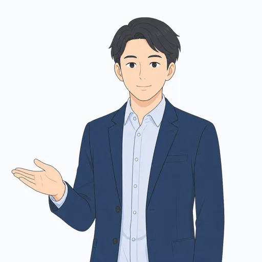 案内する男性会社員のイラスト