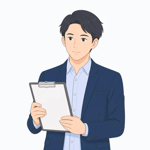 クリップボードを持つ男性会社員のイラスト