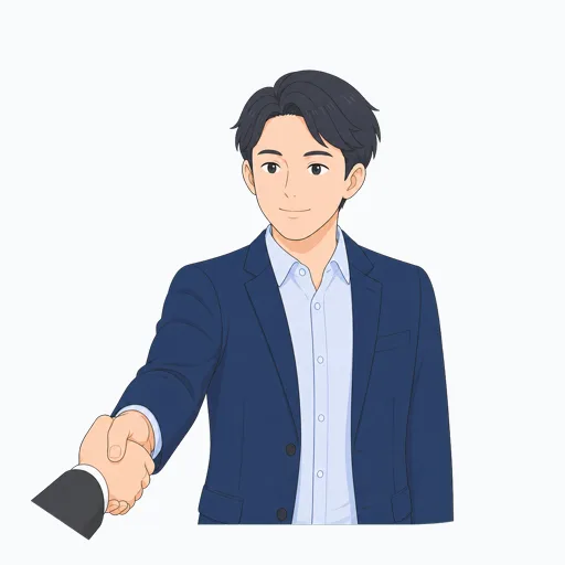 握手する男性会社員のイラスト