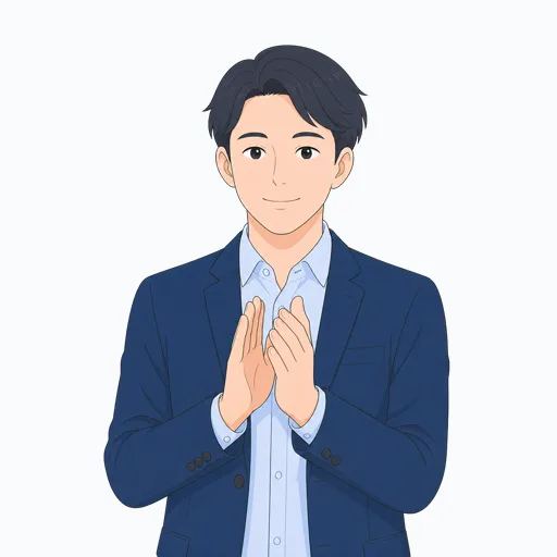 拍手する男性会社員のイラスト