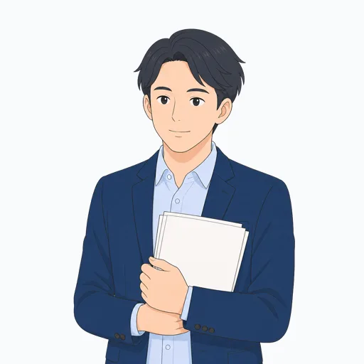書類を抱える男性会社員のイラスト
