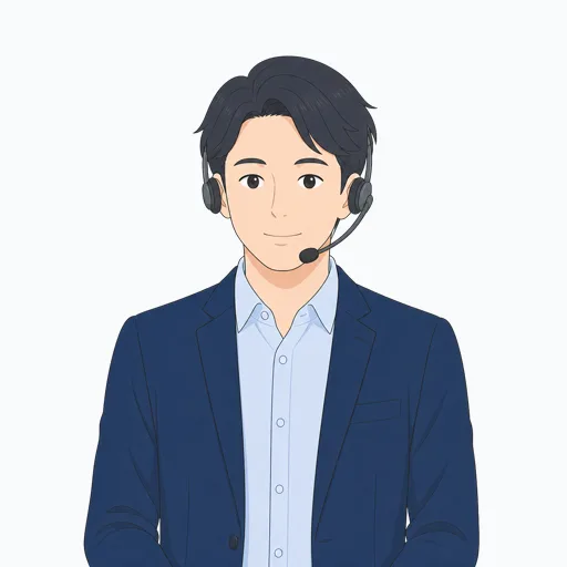 オンライン会議中の男性会社員のイラスト