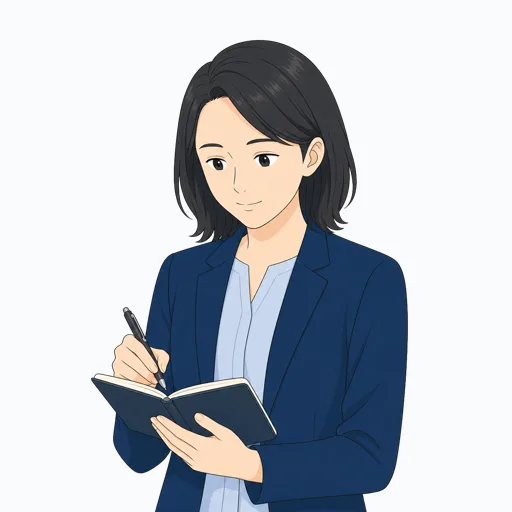メモを取る女性会社員のイラストのイラスト