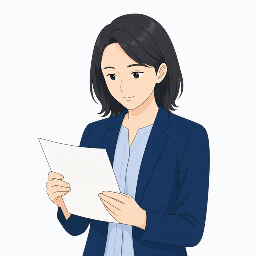 資料を確認する女性会社員のイラストのイラスト