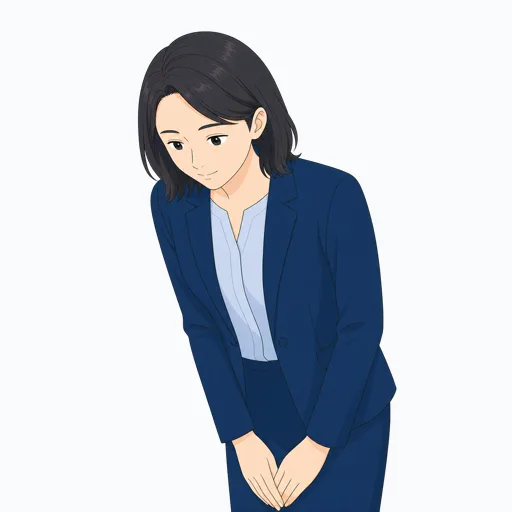 頭を下げる女性会社員のイラストのイラスト
