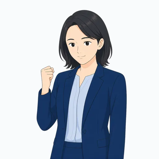ガッツポーズをする女性会社員のイラストのイラスト