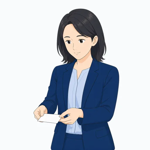 名刺交換する女性会社員のイラストのイラスト