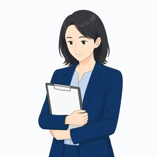 クリップボードを持つ女性会社員のイラストのイラスト