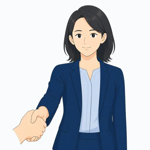 握手する女性会社員のイラストのイラスト