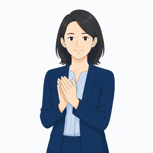 拍手する女性会社員のイラスト
