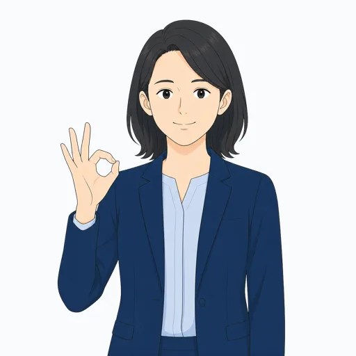 OKサインを出す女性会社員のイラスト