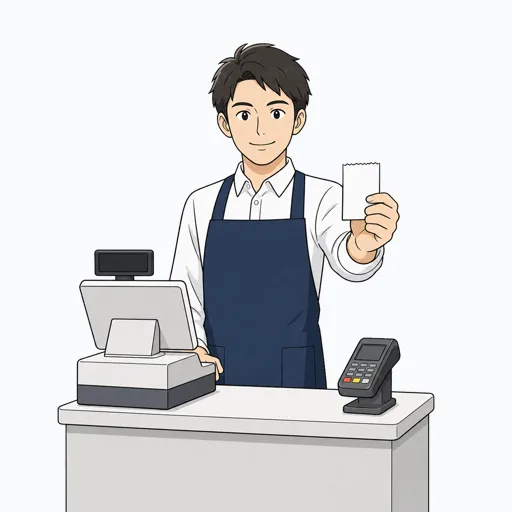レジスタッフの男性のイラスト