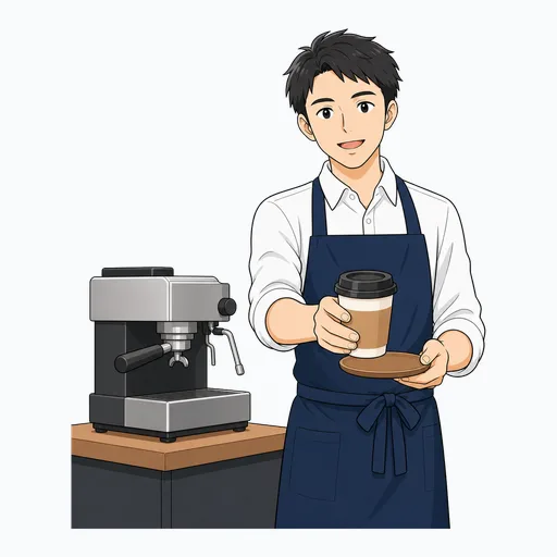 カフェ店員の男性のイラスト