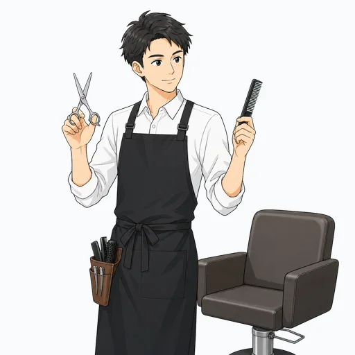 美容師の男性のイラスト