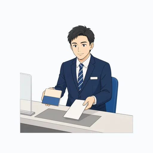 銀行窓口スタッフの男性