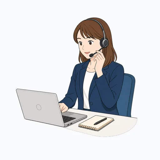 コールセンタースタッフの女性イラストのイラスト