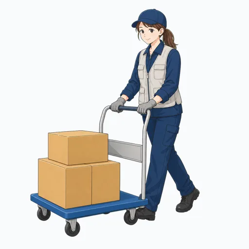 倉庫スタッフの女性イラストのイラスト