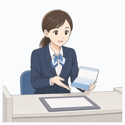 銀行窓口スタッフの女性イラストのイラスト