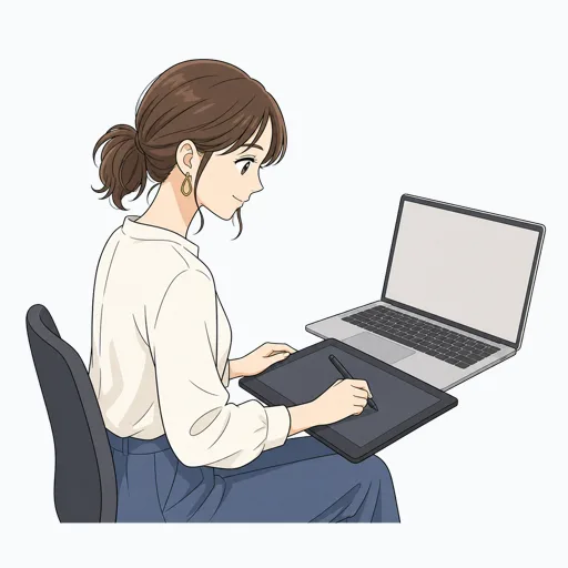Webデザイナーの女性イラストのイラスト