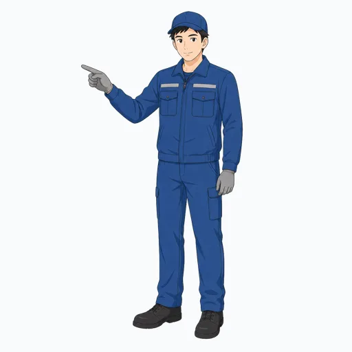 作業場所を指差し確認する男性倉庫作業員のイラストのイラスト