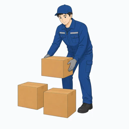 荷物を仕分ける男性倉庫作業員のイラストのイラスト