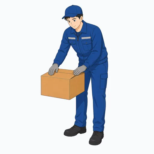 段ボール箱を閉じる男性倉庫作業員のイラストのイラスト