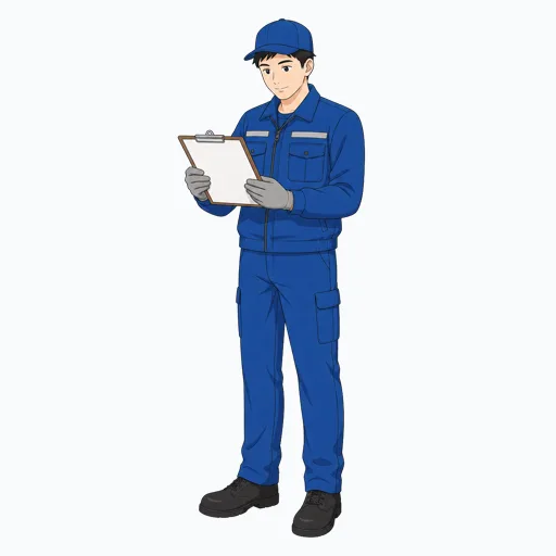 出荷書類を確認する男性倉庫作業員のイラストのイラスト