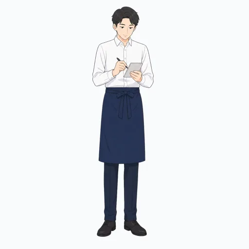 注文をメモする飲食店スタッフのイラストのイラスト
