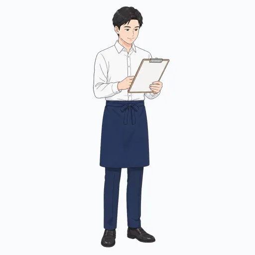 予約リストを確認する飲食店スタッフのイラストのイラスト