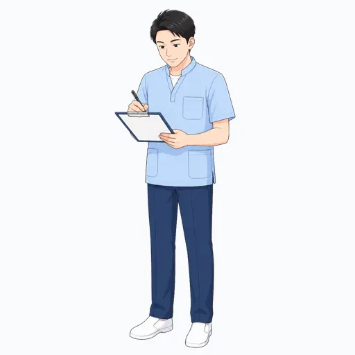 介護記録を書く介護スタッフのイラストのイラスト