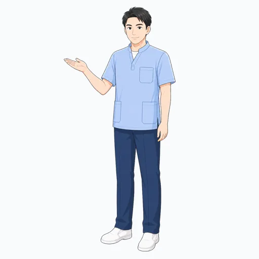 介護内容を説明する介護スタッフのイラストのイラスト
