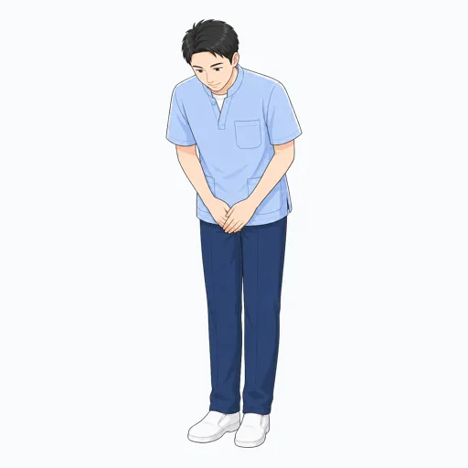 丁寧にお辞儀する介護スタッフのイラスト
