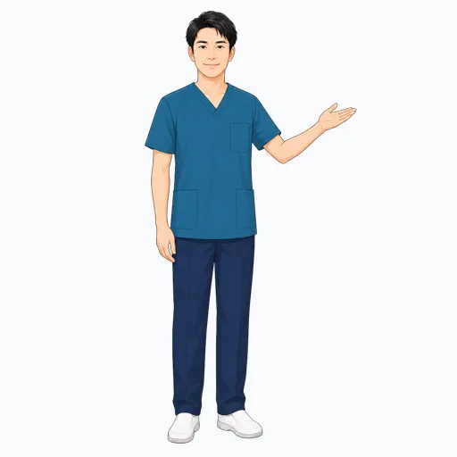 案内する男性医療スタッフのイラスト