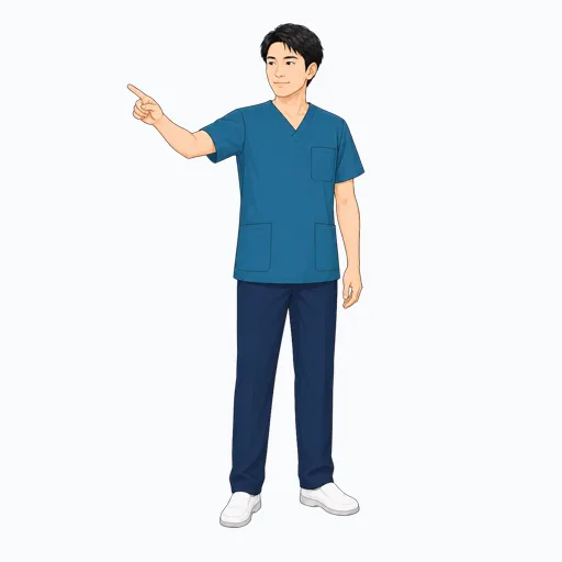指差し確認する男性医療スタッフのイラスト