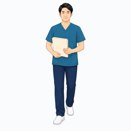 書類を運ぶ男性医療スタッフのイラスト