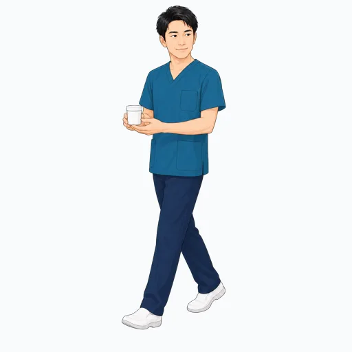 検体容器を運ぶ男性医療スタッフのイラスト