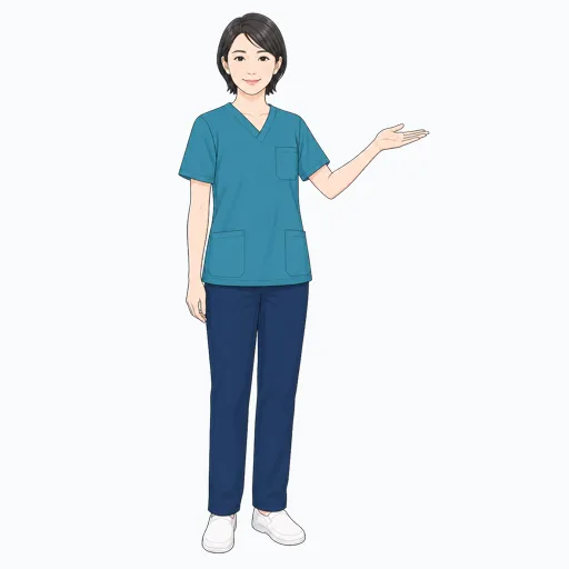 案内する女性医療スタッフのイラストのイラスト